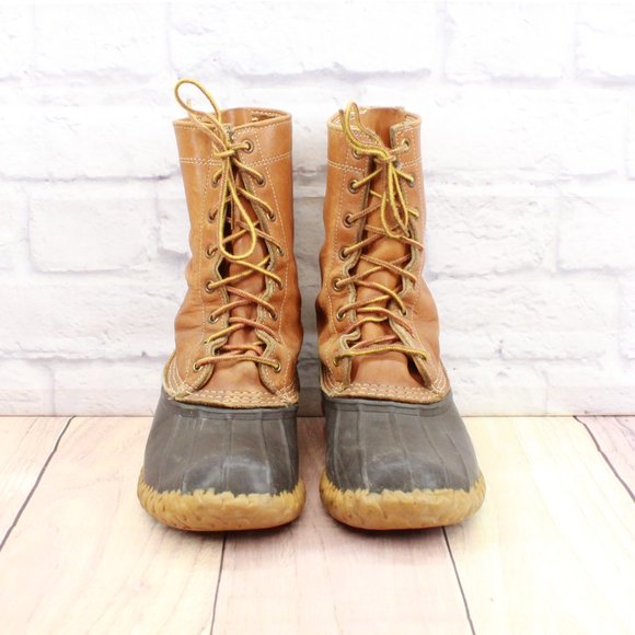 *Vintage LL Bean Brown Leather Mid Calf Insulated Duck Boot Size 7 - Picture 4 of 11